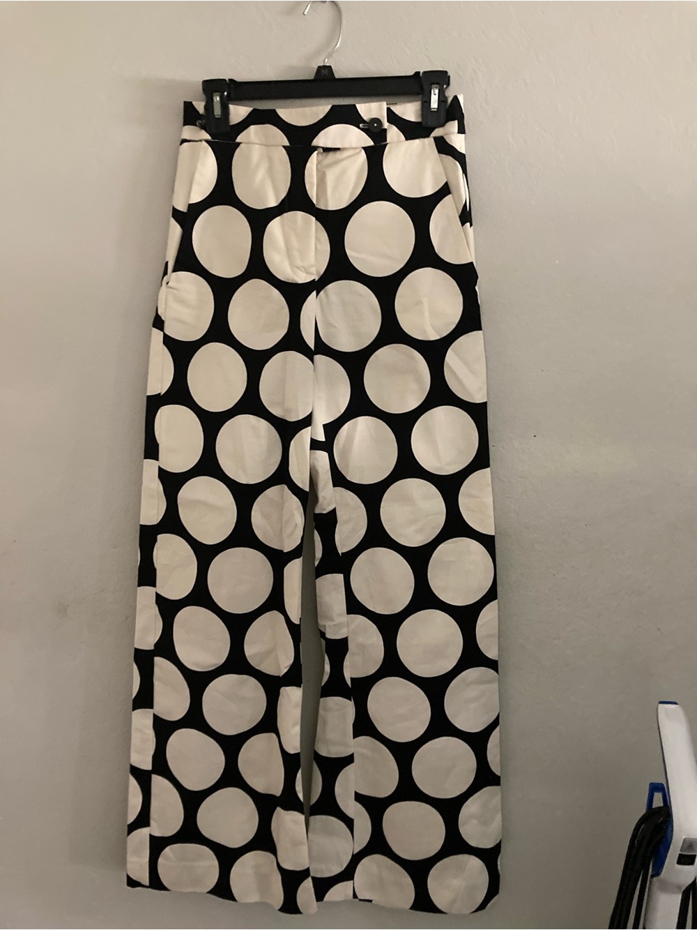 Zara Black & White Polka Dot Wide-Leg Pants